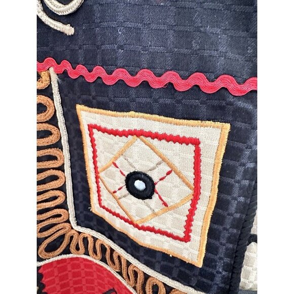 NWT INDIGO MOON Patchwork Applique Jacket 2X Button Artsy Hippie Boho Chic Aztec - Picture 11 of 13